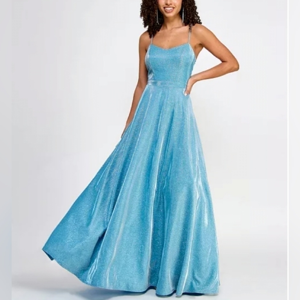 City Studios Glitter Mesh Back Ball Gown Size 7